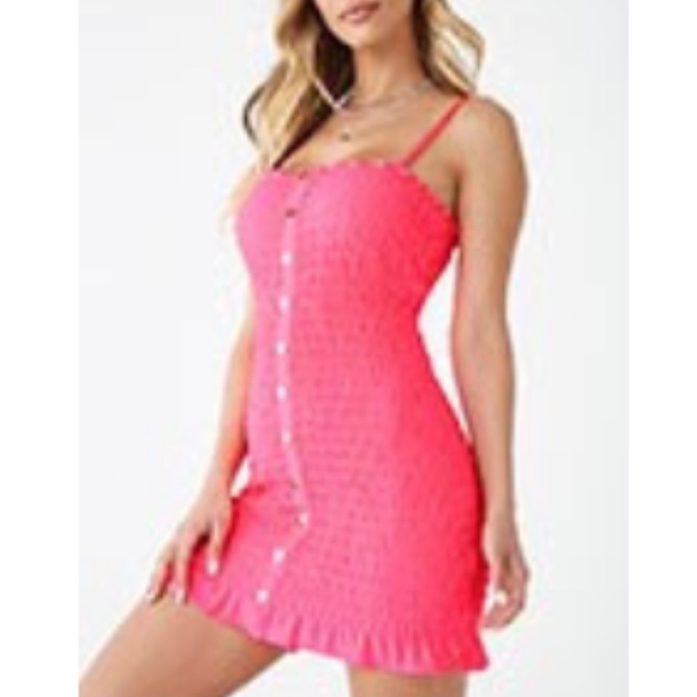💖Neon Pink Smocked Cami Dress Size Medium NWT